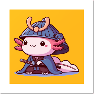 chibi axolotl samurai Posters and Art